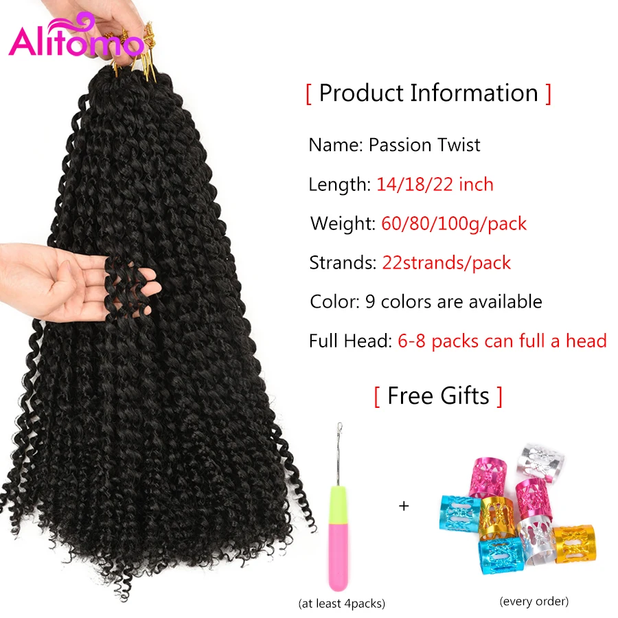 Alitomo Water Wave Synthetic Braids for Passion Twist Crochet Braiding Hair Goddess Locs Long Bohemian Locs Hair Extensions