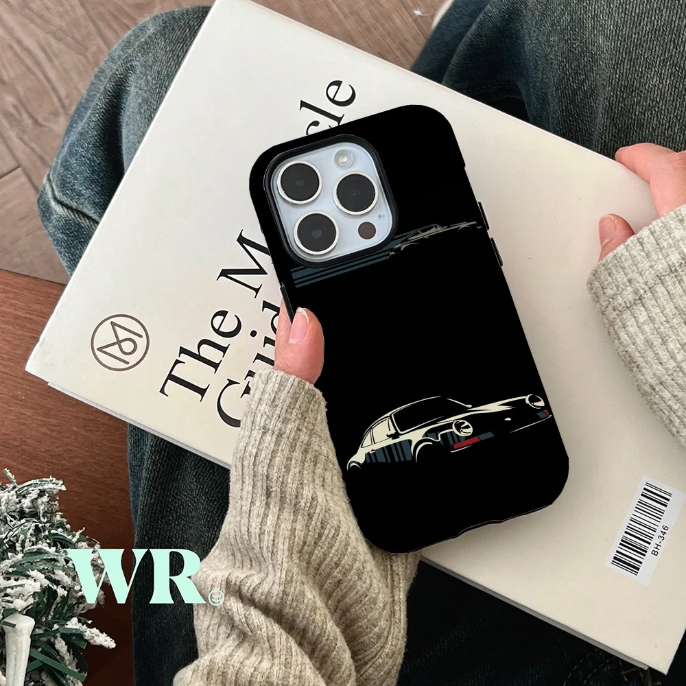 Minimalist Porsche Phone Case Film Shell For IPhone 16 15 14 13 12 11 Pro Max Plus