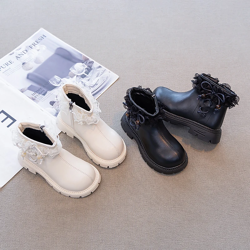 

Осень-зима 2023, новые детские повседневные ботинки для девочек, модные нескользящие туфли принцессы в корейском стиле с мягкой подошвой