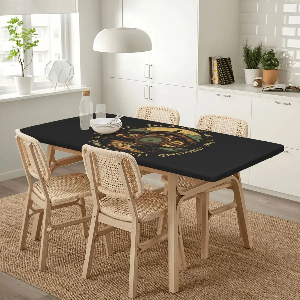 In A Hole In The Ground There Lived A Hobbit Rectangular Tablecloth Oilproof Table Cover for Dining Events Table Cloth
