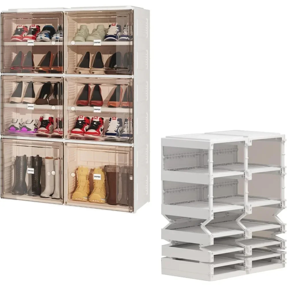 

Shoes Organizers, 5-Tier Holds 20 Pairs Shoes, Foldable Stackable Organizer with Magnetic Doors Durable Shoe Rack, Shoe Cabinet