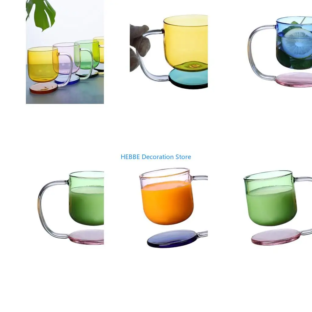 B0KC Heat Resistant Glass Cup With Suspended Illusion Nonslip Handle and Base Floating Mug For Cold Hot Liquid Beverage