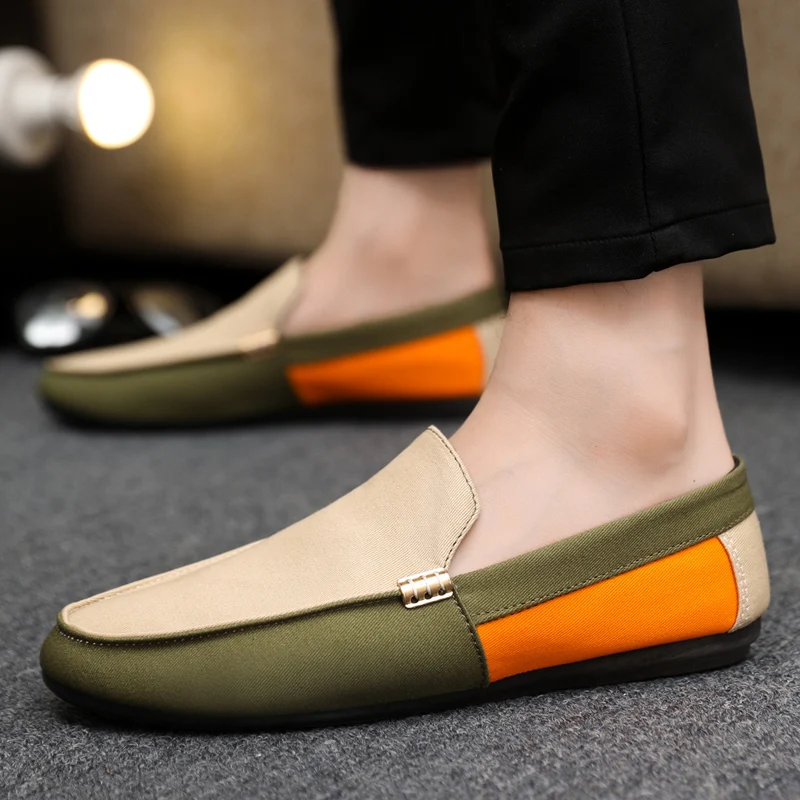 Summer Loafers Man Flat Shoes Lightweight Breathable Slip-on Casual Shoes For Men Lazy Shoes Comfy Non-slip Men's Driving Shoes