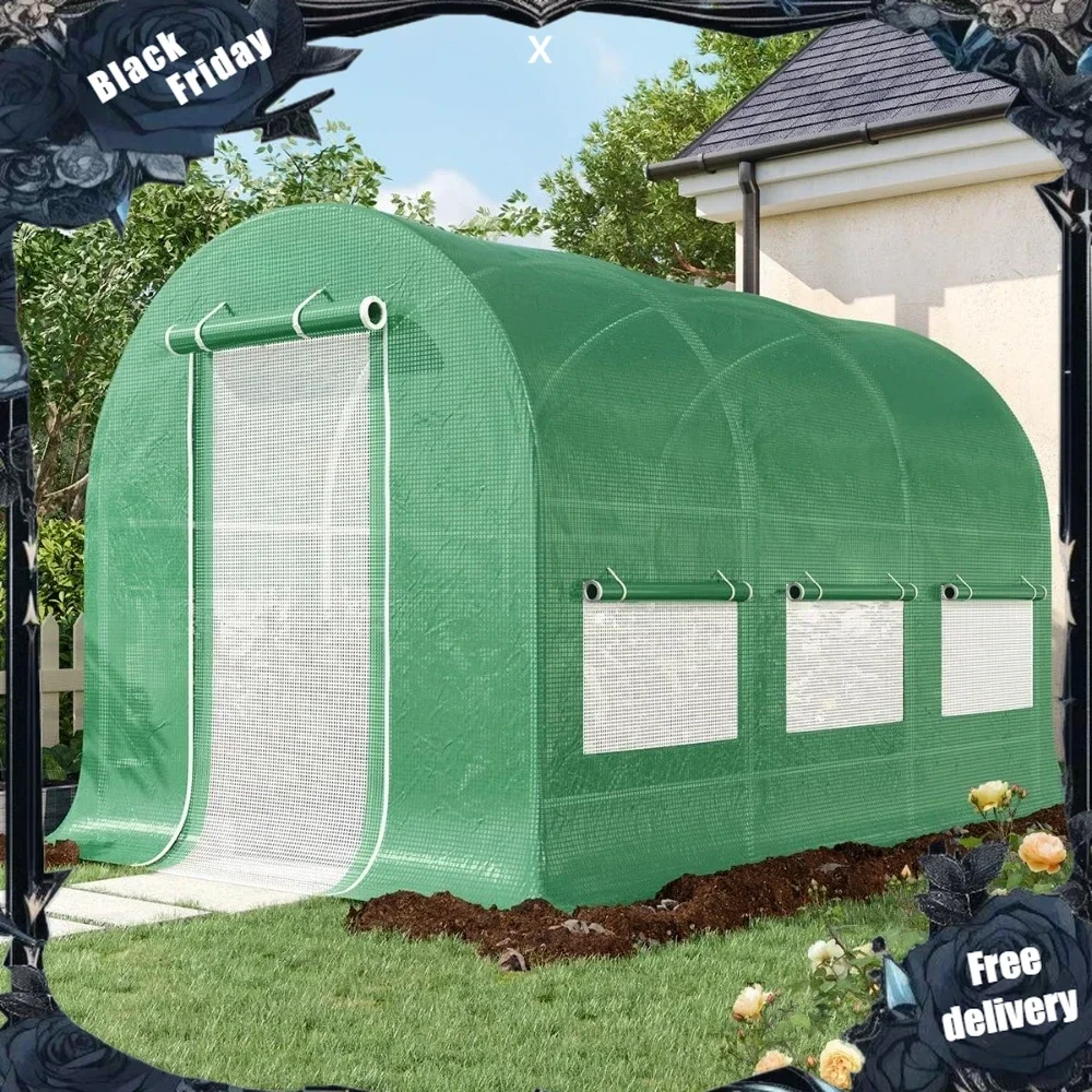 

12x6.6x6.6 FT Greenhouse for Outdoors, Heavy Duty Large Garden High Tunnel Walk-in Green House