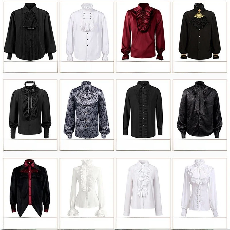 

Gothic Shirt Adult Halloween Punk Clothing Renaissance Style Men's Retro Medieval Gothic Costume Suitable for 25-35 Y...