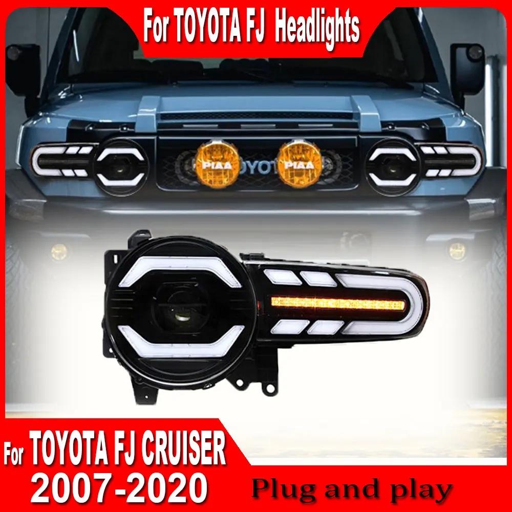 Pair Car Lights for Toyota FJ Cruiser LED Headlight 2007-2020 FJ Head Lamp Assembly Drl Projector Lens Automotive Accessories