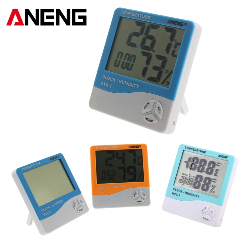เครื่องวัดอุณหภูมิดิจิตอลเครื่องวัดความชื้น Lcd Dual อุณหภูมินาฬิกาปลุกในร่มกลางแจ้ง Drop ship