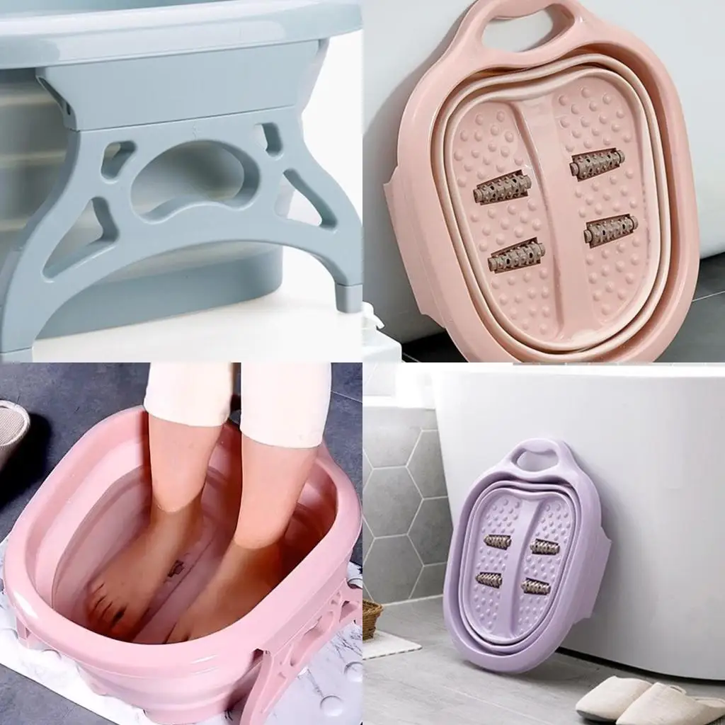 

581E Collapsible Large Fold Foot Soaking Tub Foot Bath Massager with Massaging Roller