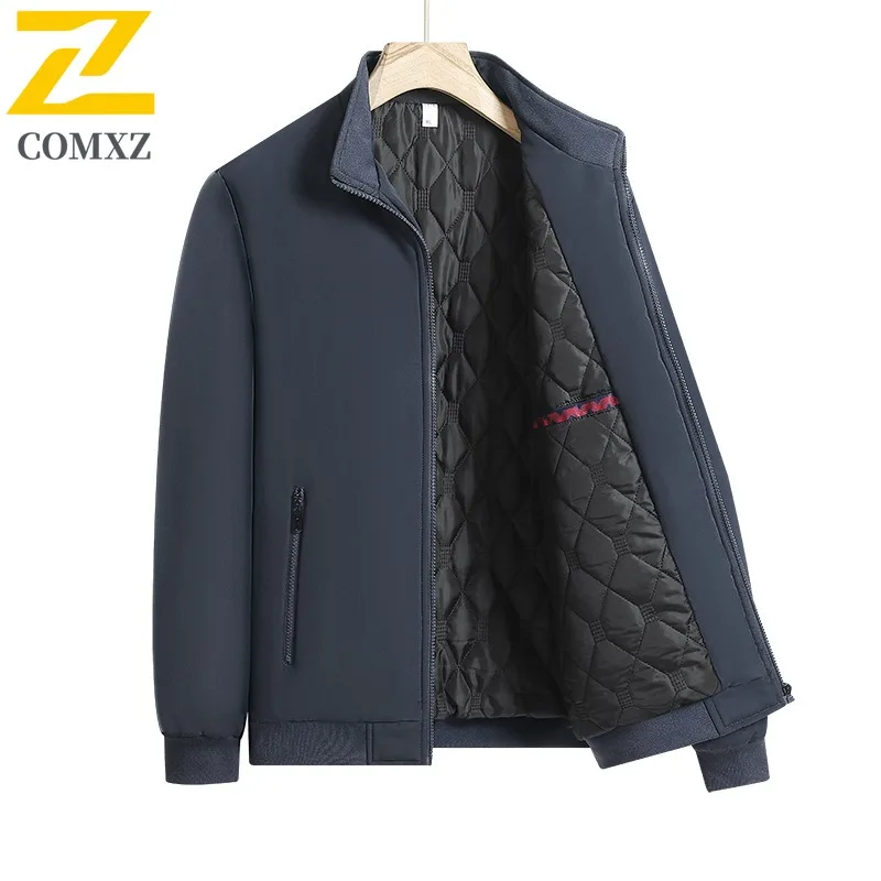 COMXZ 2025 Heren verdikte fleece jas met opstaande kraag Winter Amerikaanse stijl Plus size Casual buitensport Winddichte werkkleding jas