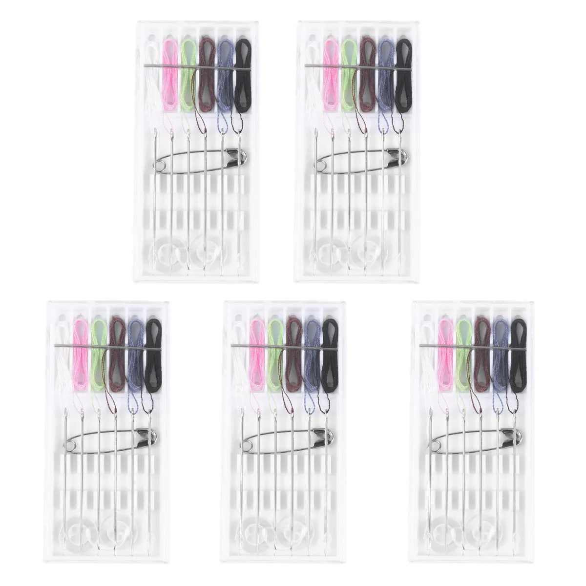 5Sets Needle Thread Kit -Time Use Sewing Pack Multicolor Embroidery One-Off Sewing Tool One-Off Thread and Needle