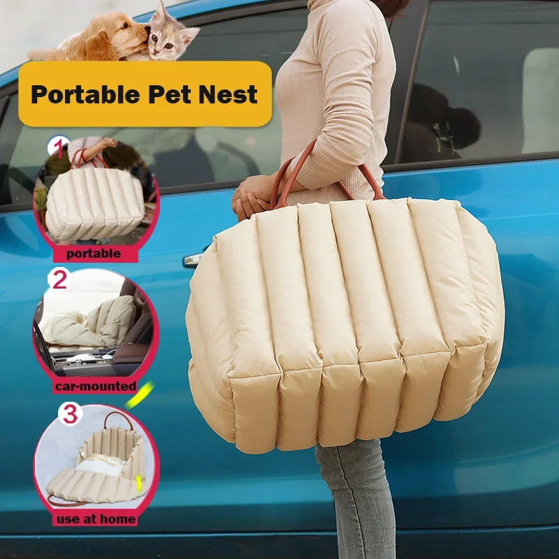 Portable Pet Dog Car Seat Nonslip Carriers Safe Car Box Booster Kennel Bag for Small Dog Cat Travel Siege De Voiture Pour Chien