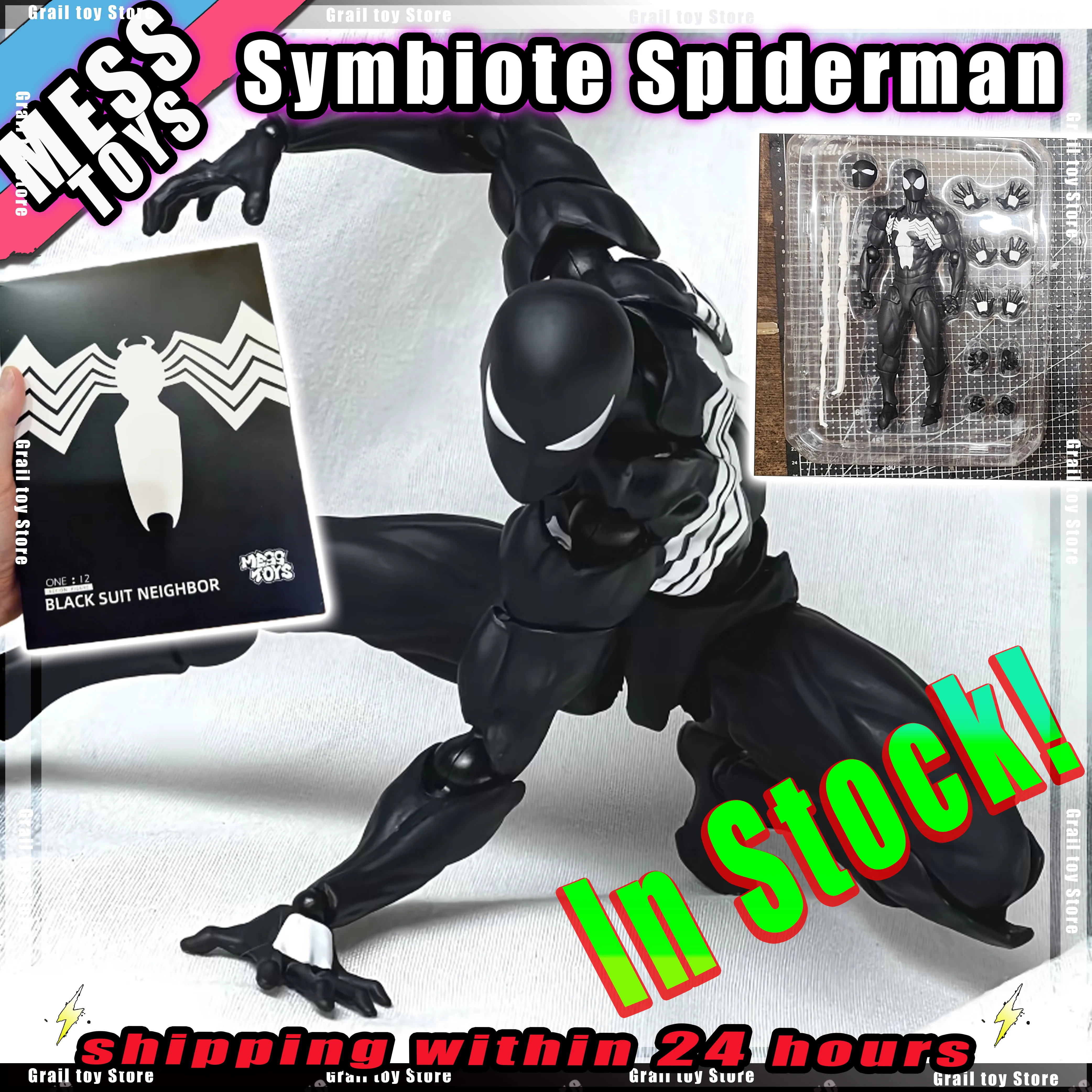 

In Stock Mess Toys Spider Man Symbiote Spiderman Messtoys Scarlet Spider Black Suit Neighbor Anime Action Figure Gifts Toys