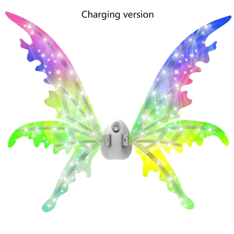 فراشة الجناح الكهربائية لفتاة LED ماجيك الطيران الأميرة الجنية الجناح اللباس زي الأطفال مدرسة الرقص اللعب الدعائم