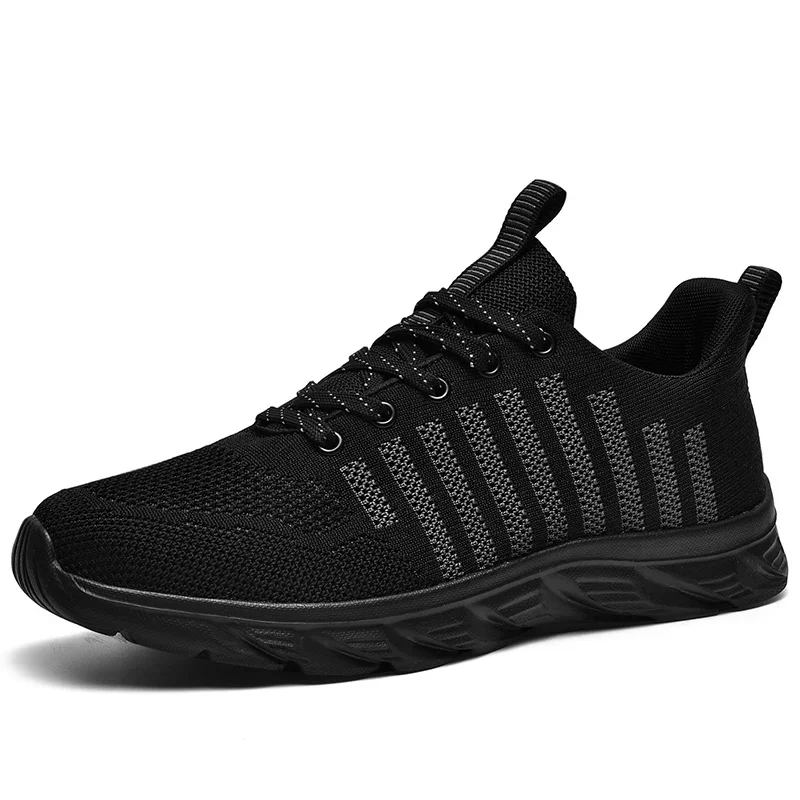 Men Sneakers Outdoor Breathable Men Running Shoes Stripe Fashion Lace Up Mesh Sneakers for Walking Jogging Plus Size 45-48