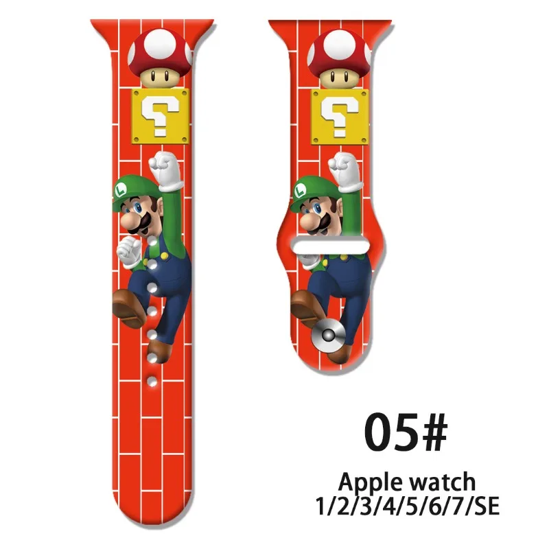 Super Mario Bros Strap for Apple Watch Band 44mm 42mm 41mm 40mm 45mm 49mm 44 Mm Bracelet Correa Iwatch Series 9 7 SE 6 8 Ultra 2