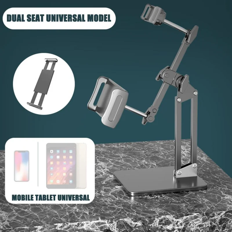 Aluminum Double Support Clip Tablet Stand Phone Holder For iPad Sansung Lenovo Phone Tablet Accessory 4.9