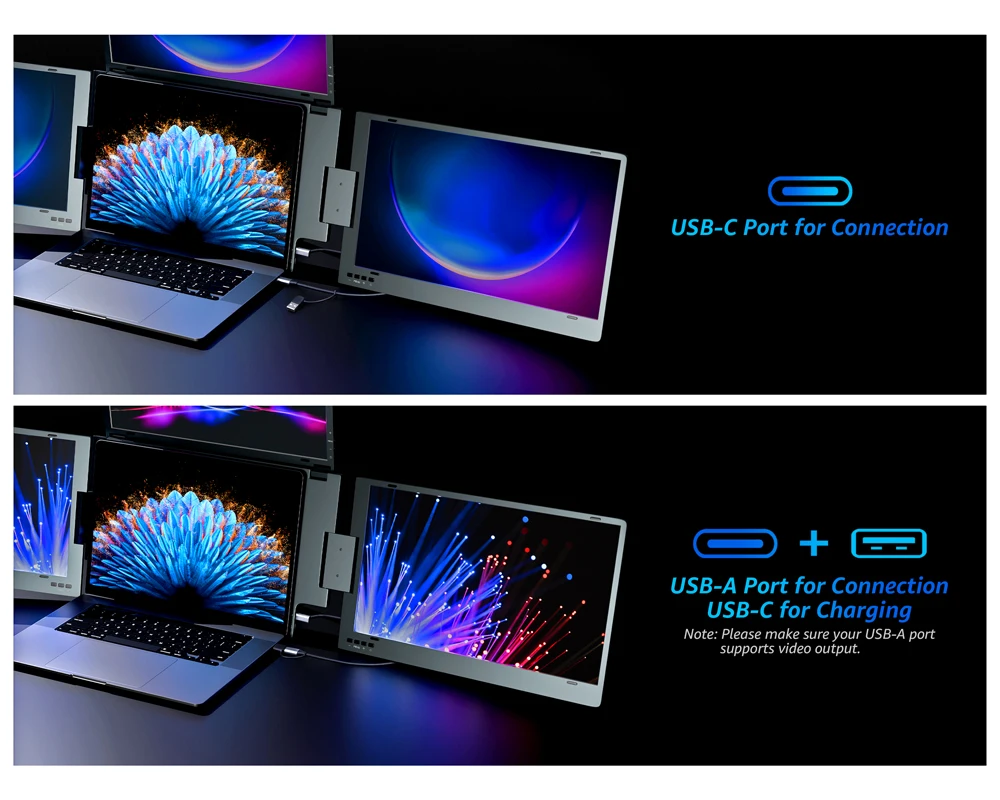 ممتاز أحدث ثلاثي الشاشة 14 بوصة محمول موسع رباعي رصد OEM/ODM IPS لوحة شاشات محمولة قابلة للطي للأعمال #1