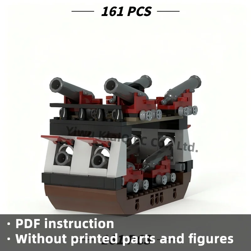 MOC Pirate Ship Heavy Artillery Deck Expansion Building Blocks 161Pcs, Naval Warship Battery Bricks Adults