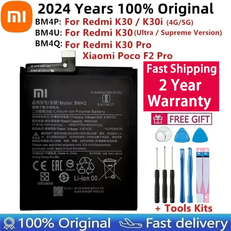 100% Original XIAO MI Phone Battery BM4Q BM4P BM4U For Xiaomi Redmi K30 Pro K30Pro Supreme Version Poco F2 Pro Bateria Batteries