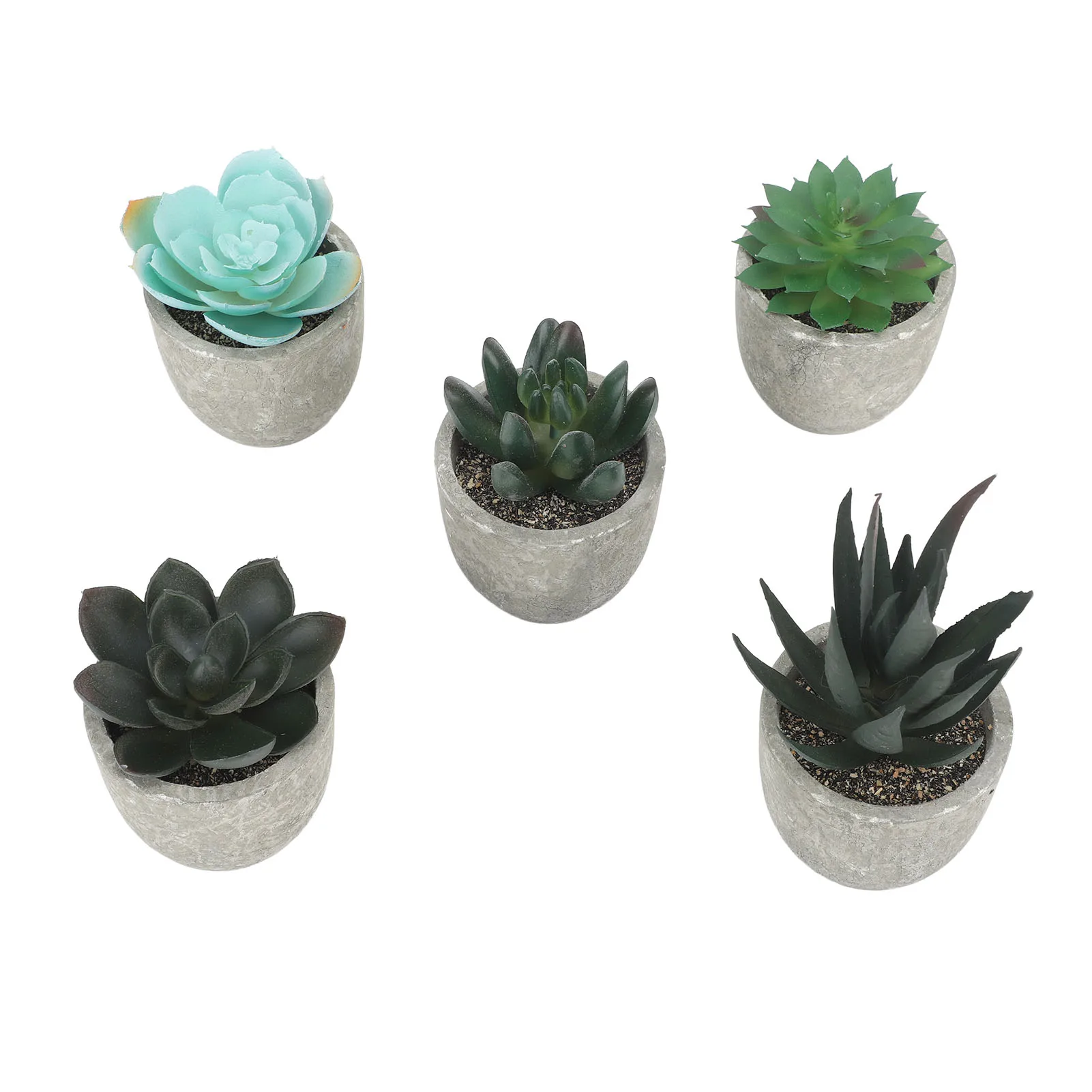 5pcs Artificial Succulent Plants Potted Assorted Mini Decorative Faux Succulent Potted Fake Plants Succulents In Paper Pulp Pot