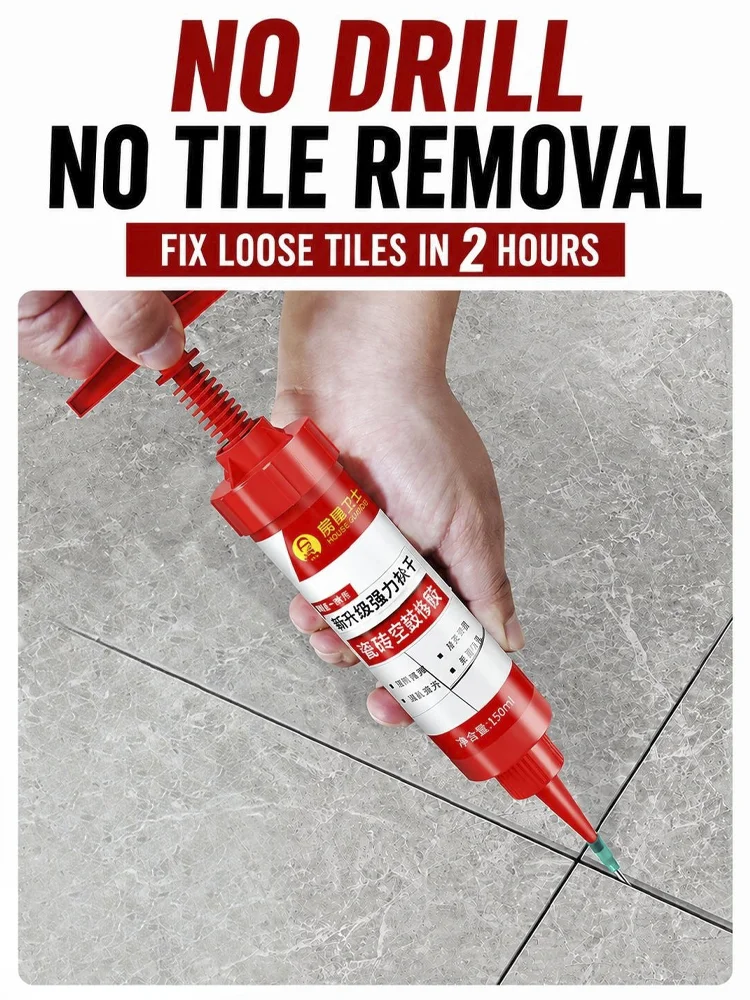 

Tile Repair Injection Adhesive for Loose & Hollow Tiles, No Drill Tile Repair Glue, Fast Fix for Ceramic Floor Tiles