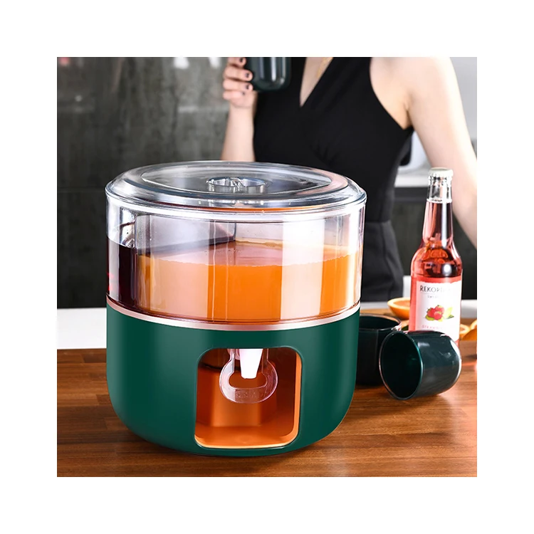 Cold Beverage Drink Bucket Dispenser Juice Portable 3 Compartment Plastic Rotating Home Party Tap Water Drink Dispenser Fridge