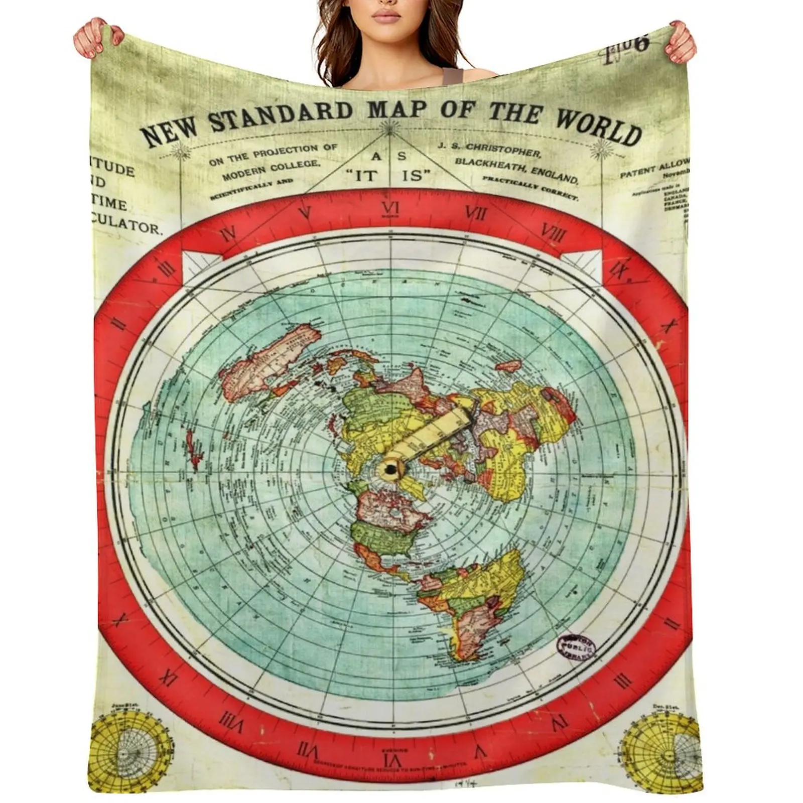 

Gleason 1892 Flat Earth Map | Research Flat Earth Throw Blanket Plaid Luxury Thicken warm for winter Beautifuls Blankets