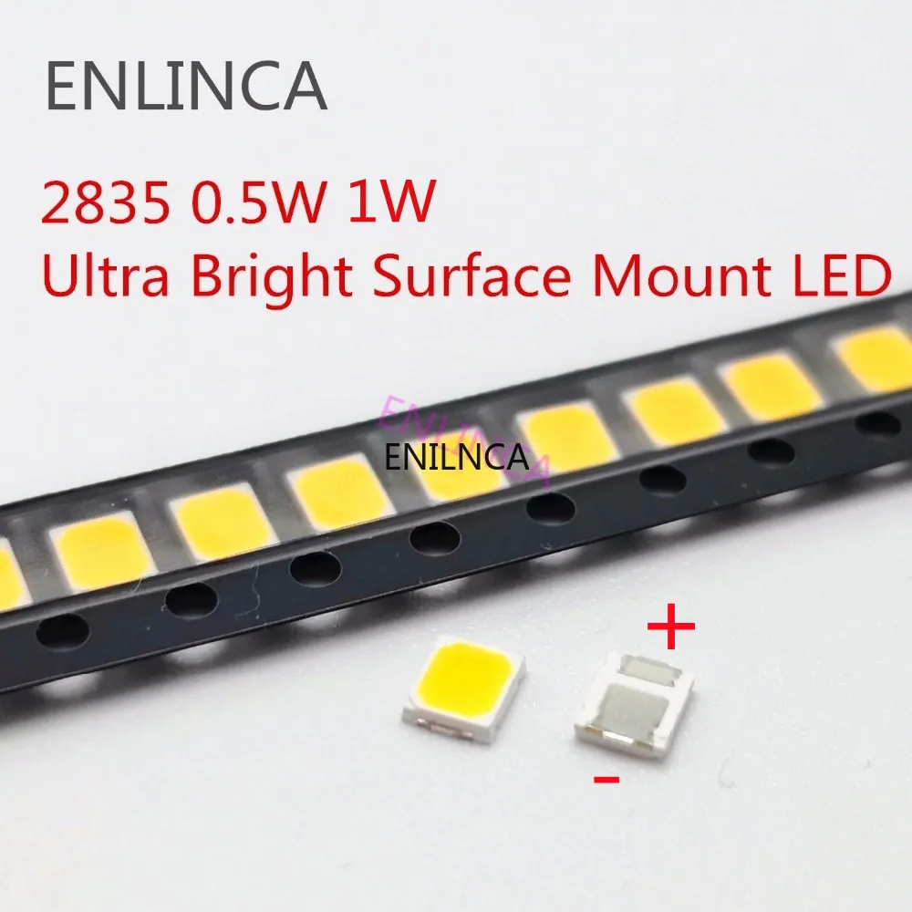 50-100szt SMD LED 2835 White Chip 0.5 W 1W 3V 6V 9V 18V 50-55LM Ultra Bright Surface Mount LED Light Emitting Diode Lamp