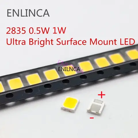 50-100pcs SMD White LED 2835 Surface Mount ENLINCA