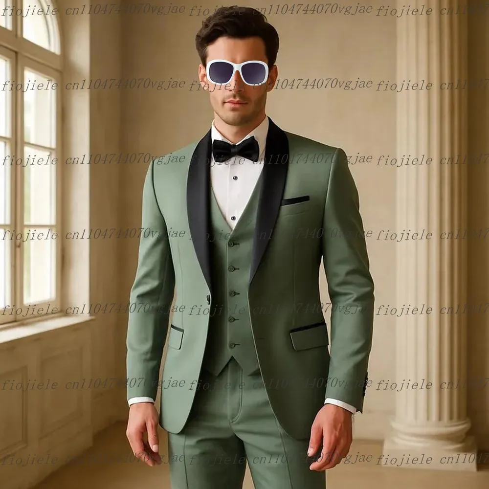 

Новый черный воротник мятно-зеленый мужской костюм формальная свадебная вечеринка жених жених деловые мужские смокинги комплект из 3 предметов куртка жилет брюки