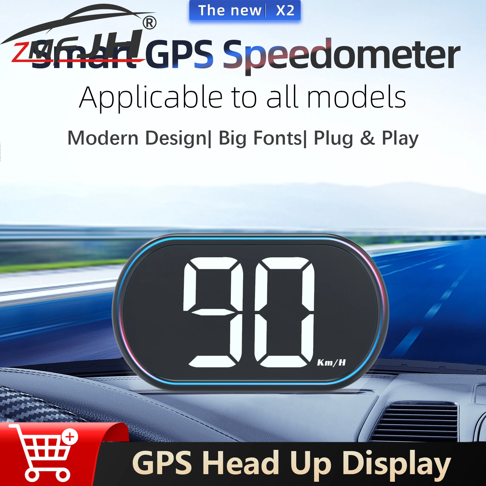 

X2 GPS цифровой спидометр автомобильный проекционный дисплей большой шрифт измеритель скорости для всех автомобилей белый/зеленый свет авто электронные аксессуары