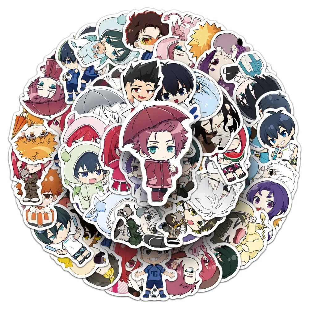 50 قطعة قفل أزرق الكرتون Q نسخة الكتابة على الجدران ملصقات الشارات حقيبة الكمبيوتر المحمول الغيتار الديكور DIY بها بنفسك لعبة كلاسيكية للأطفال #4