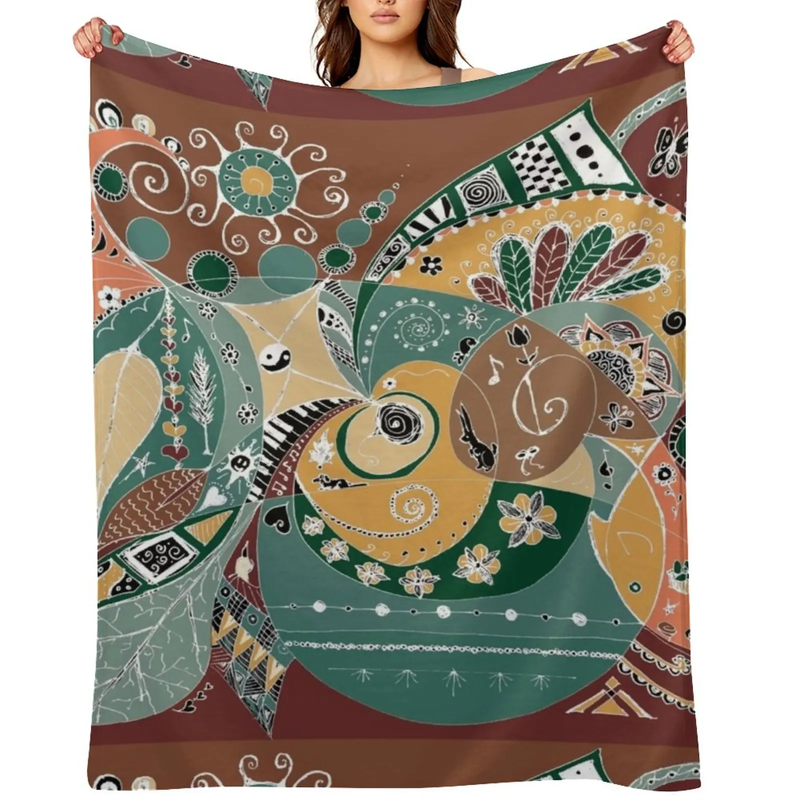 

Hippie folk art design Throw Blanket Thin Blankets Sofas Of Decoration Winter beds Decorative Sofa Blankets