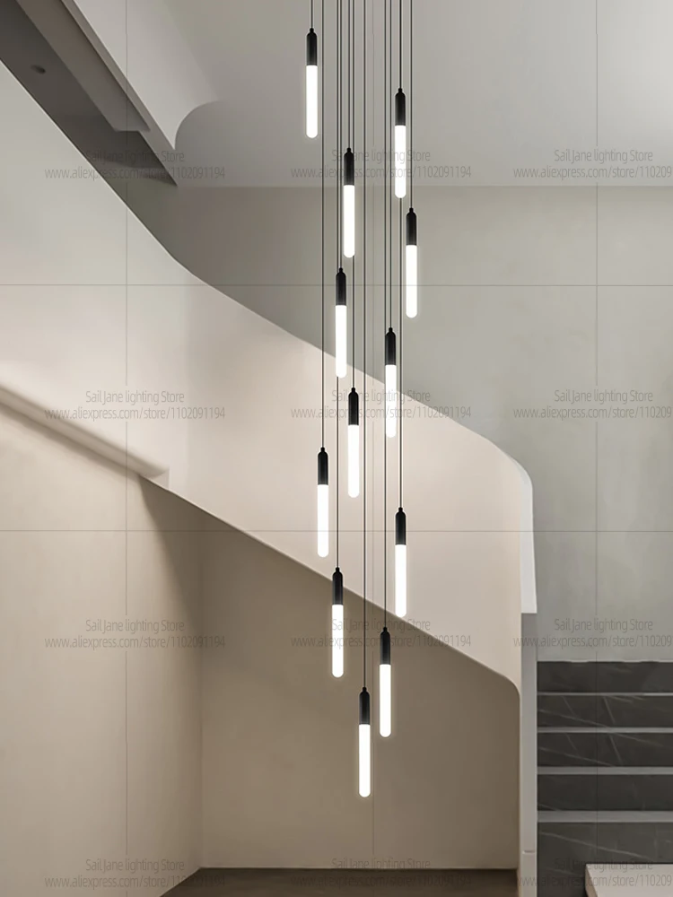 الحديثة الشمال نمط LED الثريا فيلا معلقة الفاخرة الدرج قلادة ضوء غرفة المعيشة ضوء السقف ضوء غرفة نوم المطبخ