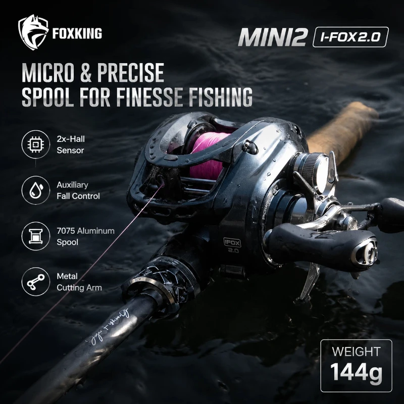 Miqier Jihu I-FOX2.0 DC Baitcaster 10+1 Bearings 7.3:1 144g 2x-Hall Sensor 7075 Aluminum Spool CNC Crank Micro Lure Tackle