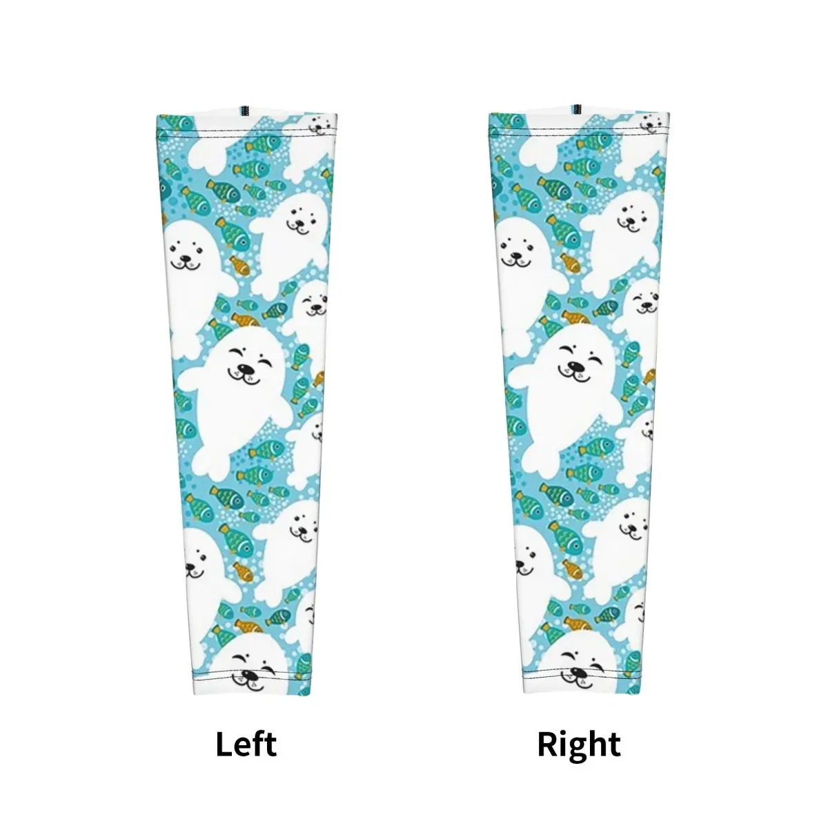 Kawaii süße Robbe und Fische im Wasser Outdoor Armstulpen Sonne UV-Schutz Abdeckung Sommer Radfahren Tattoo Ärmel