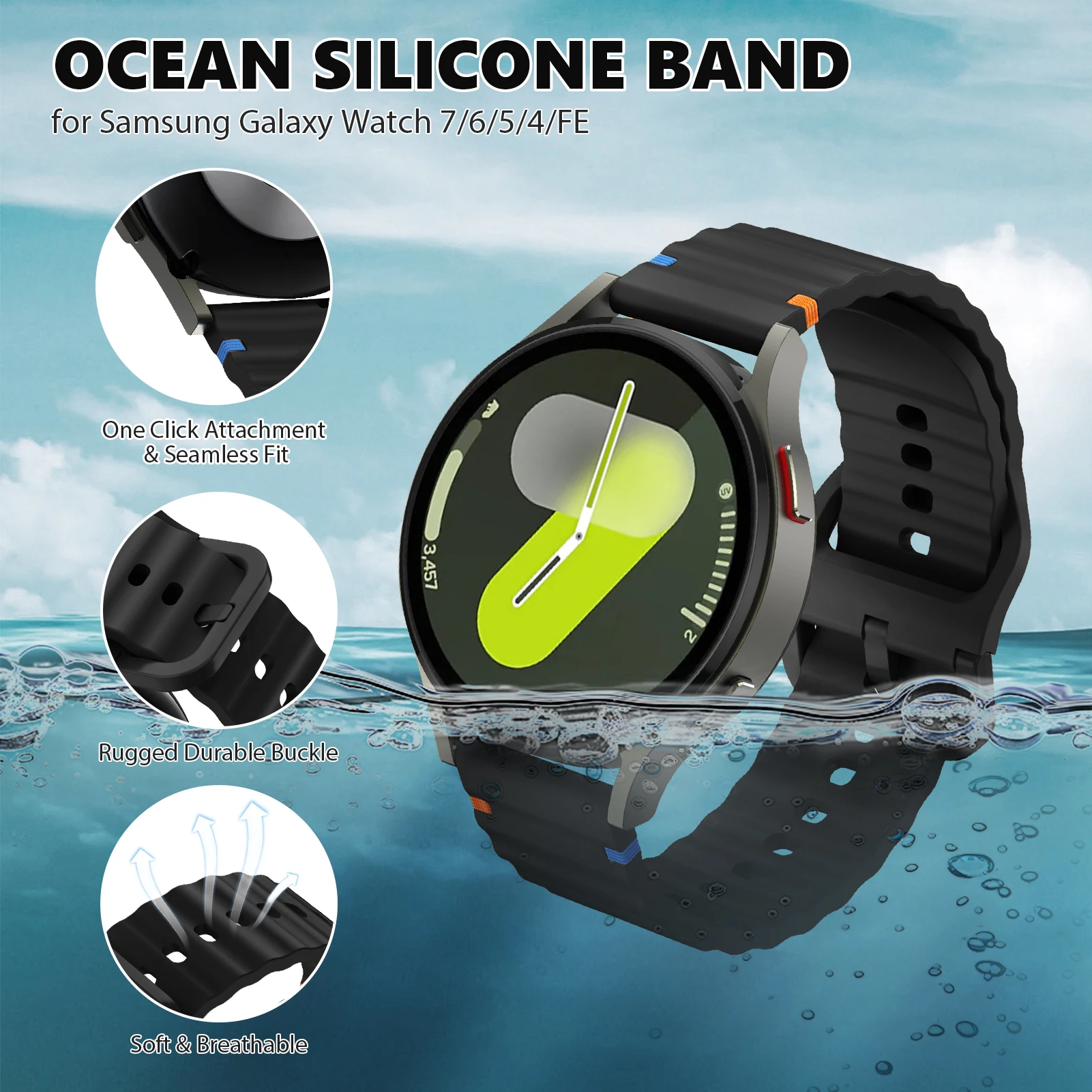 Силиконовый ремешок для Galaxy Watch 7/FE/5/pro/6/4/Classic/3/Active 2/Gear s3 20 мм 22 мм, браслет для часов Huawei Watch GT/5/4/3/2 ремешки