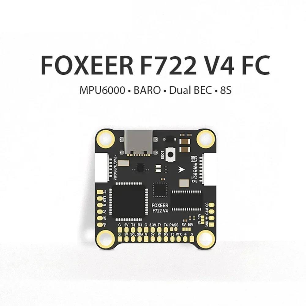 Foxeer F722 V4 V42688 MPU6000 FC 8S Dual BEC Barometer X8 Flight Controller FPV Freestyle Drone DIY Accessories