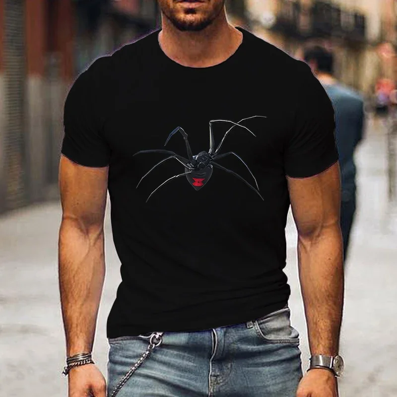 

New summer men's T-shirt, fashion spider print, casual Harajuku clothing 100% cotton personality breathable
