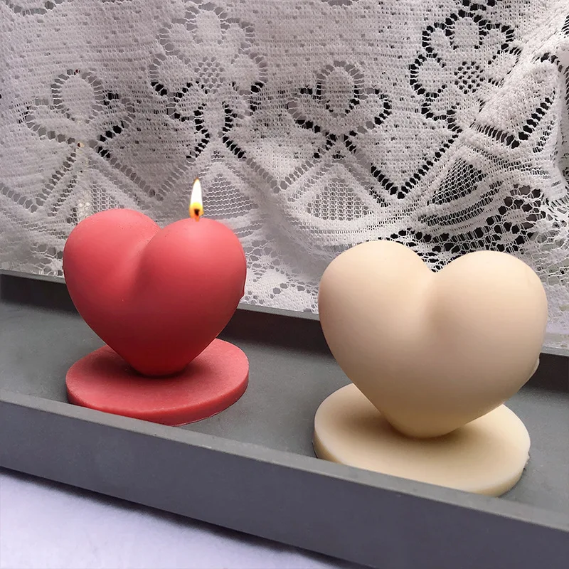 

Creative Heart-shaped Candle With A Pedestal Silicone Mold Love Chocolate Soap Epoxy Resin Molds Birthday Valentine's Day Gift