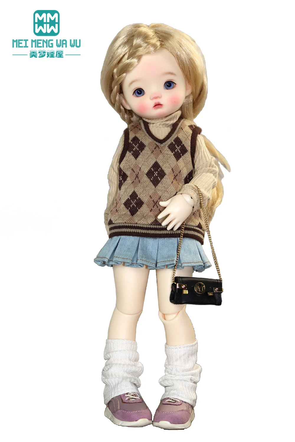 nini Doll Clothes Fashionable plaid vests, denim skirts Fits 30cm 1/6 BJD YOSD MYOU Doll Toys Gift