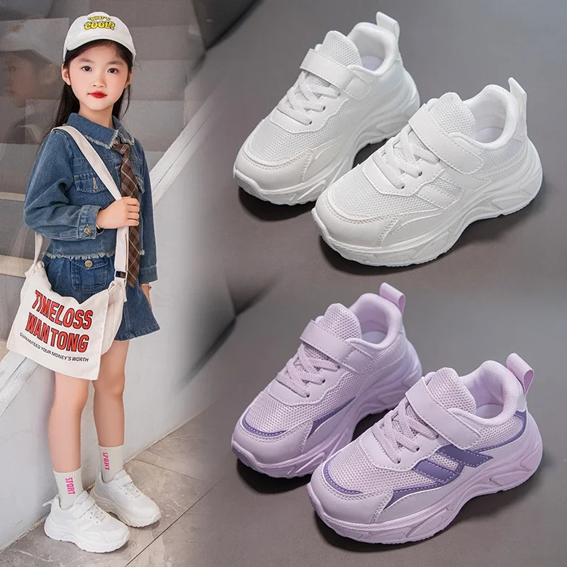 Zapatos blancos para niños y niñas, zapatillas casuales de moda para niños, zapatillas antideslizantes, zapatos para correr escolares de verano