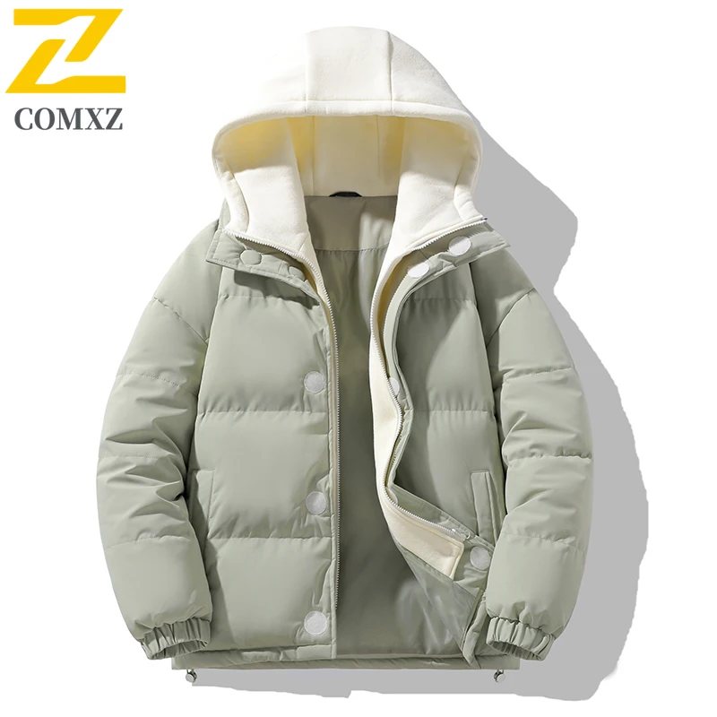 

Winter Cotton Jacket Men 2025 Trendy Hooded Outdoor Camping Thickened Windproof Parkas Leisure Street Style Warm Padding Coat