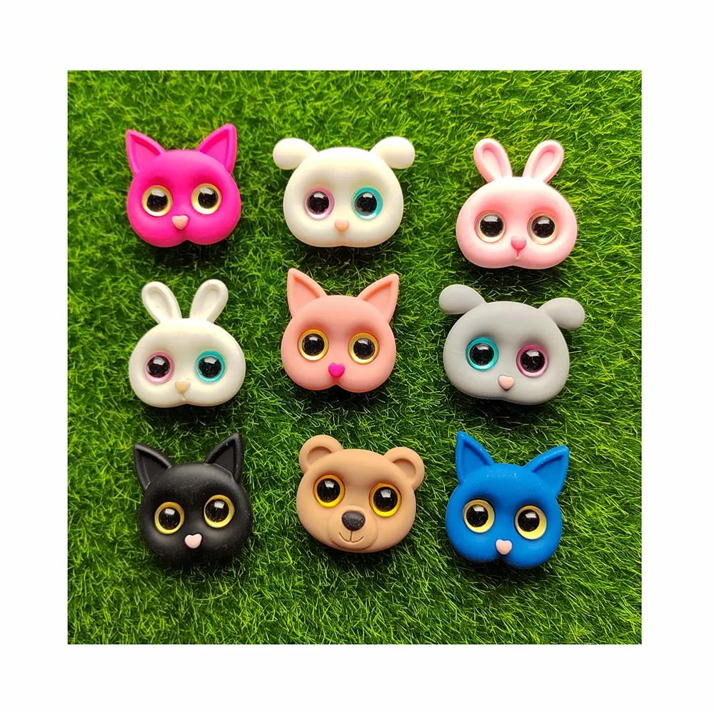 Imagem -02 - Cat Head Resina Flatback Cabochões com Olhos Grandes Flat Back Crafts Adornos Bonitos Diy