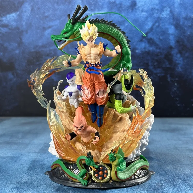 Son Goku Figure Dragon Ball Z Frieza Shenron Anime Figures 23cm Super Saiyan Statue Pvc Desk Ornament Model Christmas Toys Gifts