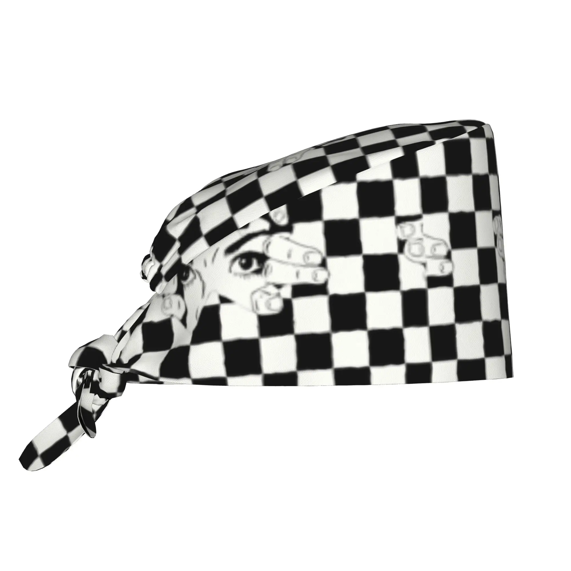 Custom Beth Harmon Peeking Cleaning Working Cap Comfortable Men Women Chess Scrub Cap Surgicals Hat Nurse Scrubs Hat For Dentist