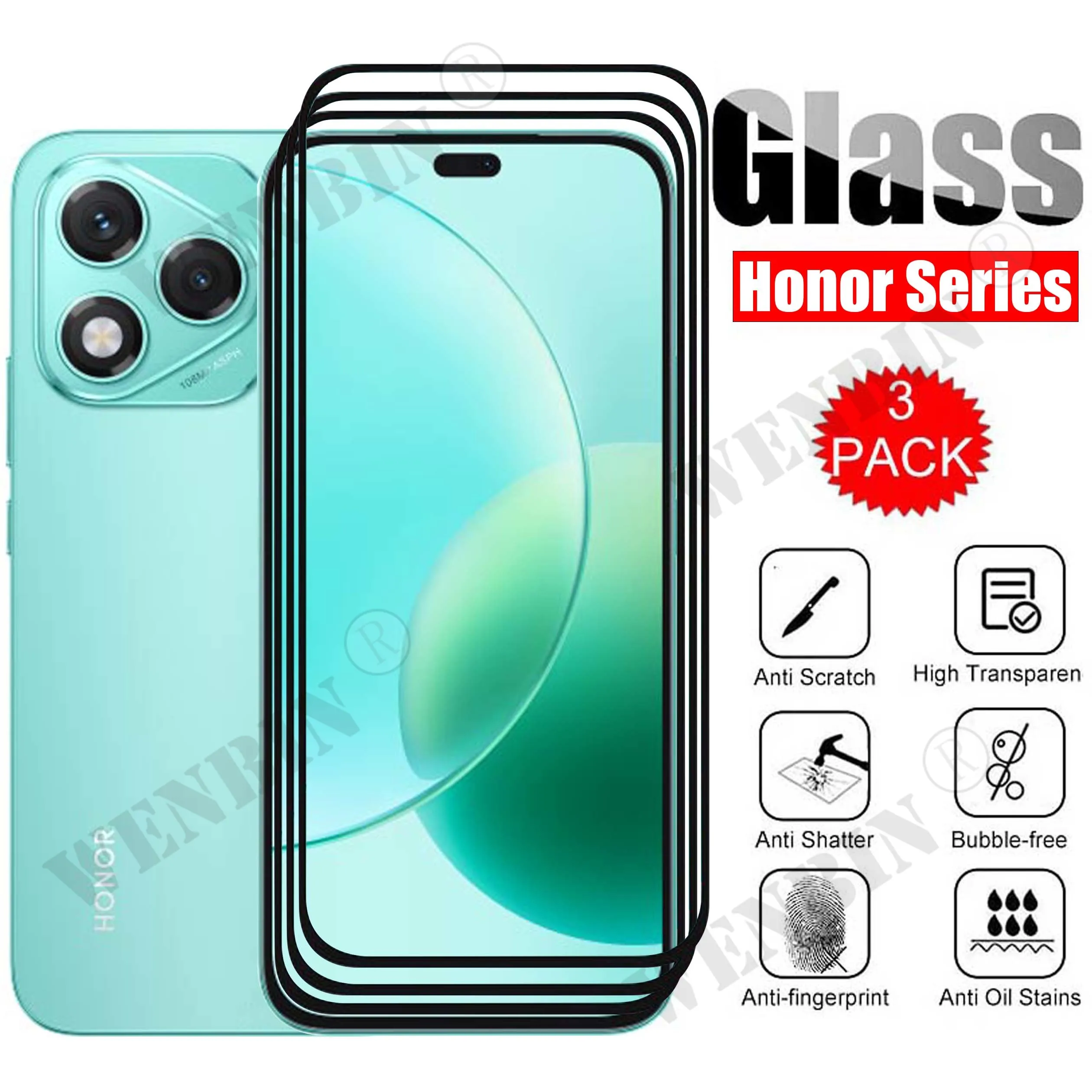 

3 Pcs Tempered Glass For Honor 400 Lite Screen Protector on For Honor 300 200 Lite Full Protective Glass