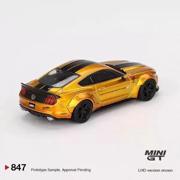 สินค้าใหม่ในสต็อก รถโมเดลขนาด 1/64 มินิ GT ฟอร์ด มัสแตง LB โกลด์ LBWK MGT00847 รถโมเดลโลหะผสม ของสะสมตกแต่งห้อง ของขวัญวันเกิด ของเล่น