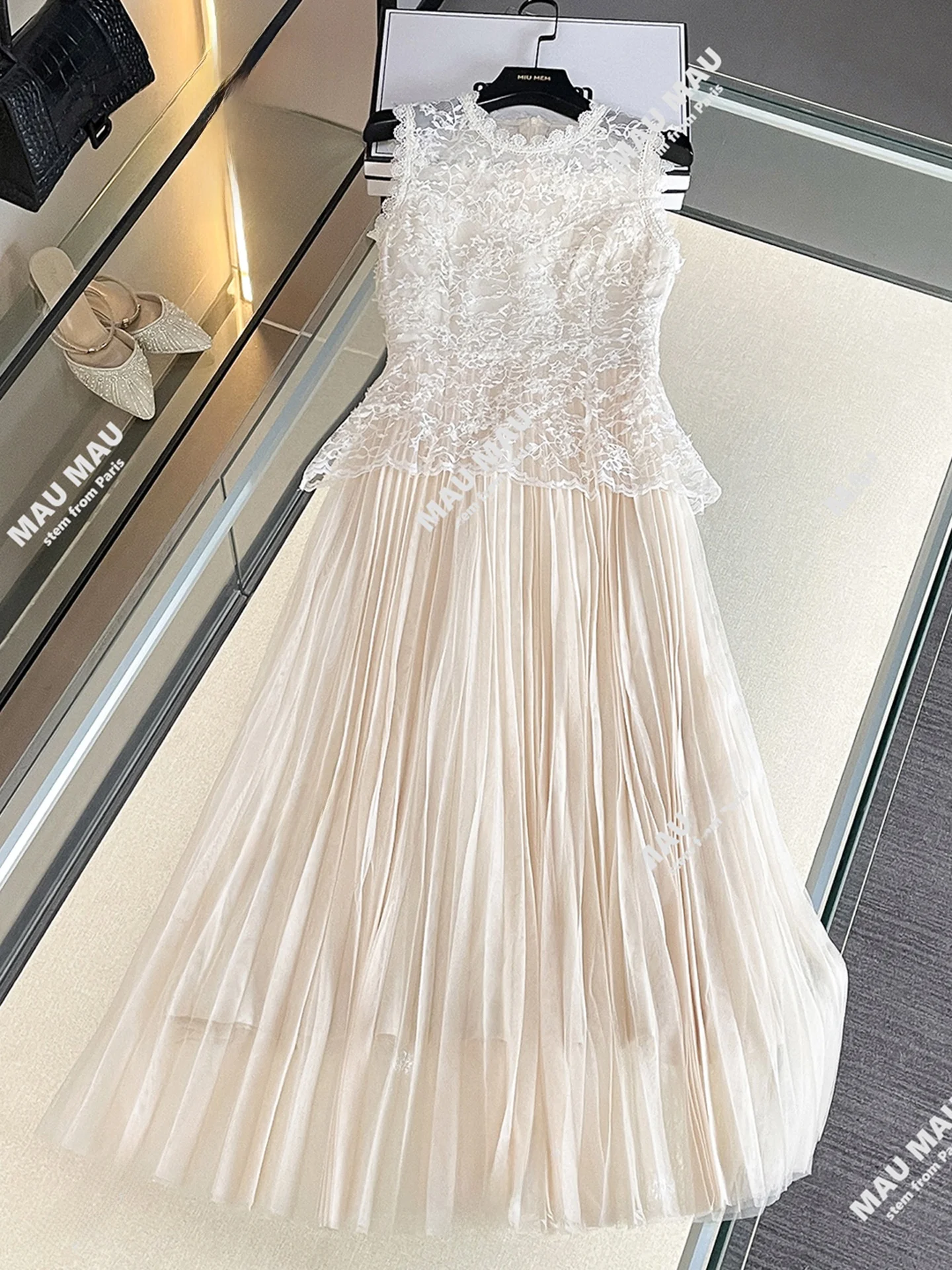 

Luxury Summer Women's Long Lace Vest Dr South Oil High Waist Simple Sle No Sve round Ne Pure Color Ba Zipper