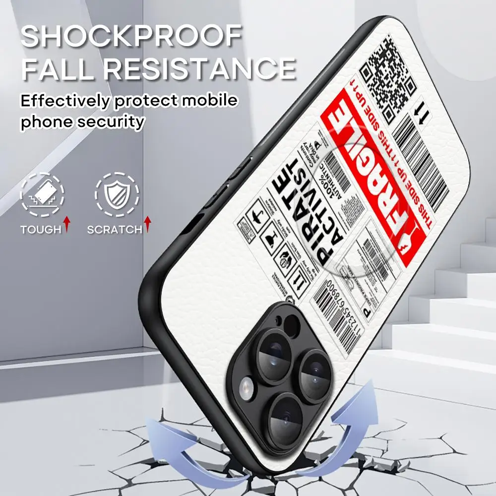 D-Dhl Express Label Hot Design جراب هاتف آيفون 16 15 14 13 12 11 Plus Pro Max الراقية الفاخرة Magsafe جلد الغنم #2